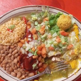 Pecos Trail Cafe - three color enchilada plate - New Mexican Cuisine Near Me - Santa Fe, New Mexico