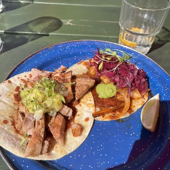 La Mezcaleria - Left: pastor taco $8 Right: shrimp taco $9 - Mexican Near Me - Vancouver, British Columbia La Mezcaleria - Left: pastor taco $8 Right: shrimp taco $9 - Mexican Near Me - Vancouver, British Columbia