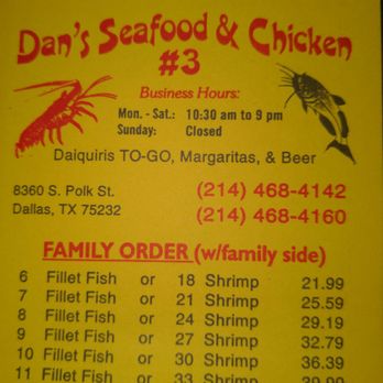 Dan's Seafood & Chicken - Menu - Seafood Near Me - Dallas, Texas