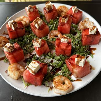 Hideaway House - Watermelon Feta and Shrimp salad - Pizza Near Me - Sedona, Arizona Hideaway House - Watermelon Feta and Shrimp salad - Pizza Near Me - Sedona, Arizona