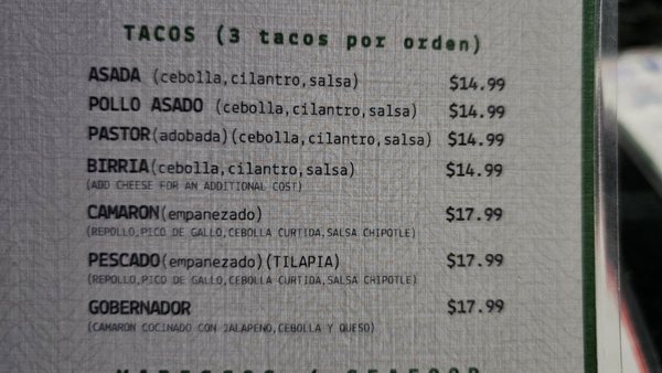 Menu photo 4 Los parceros Moreno Valley, CA