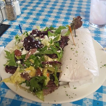 Georges Greek On Second - Gyro Sandwich with greek side salad - Greek Near Me - Long Beach, California