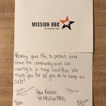 Mission BBQ - Thank you card from staff of Mission BBQ - Barbeque Near Me - Annapolis, Maryland Mission BBQ - Thank you card from staff of Mission BBQ - Barbeque Near Me - Annapolis, Maryland