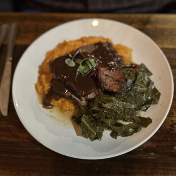 The Feed Sack North Augusta - Braised Beef, collards, sweet potato mash - Wine Bars Near Me - North Augusta, South Carolina The Feed Sack North Augusta - Braised Beef, collards, sweet potato mash - Wine Bars Near Me - North Augusta, South Carolina