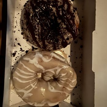 Duck Donuts - These were peanut butter flavored.  Peanut butter with chocolate and a peanut butter with marshmallow drizzle - Donuts Near Me - Irvine, California