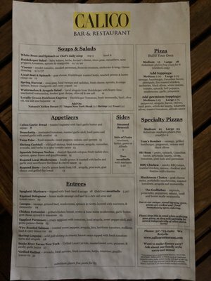 Menu photo 6 Calico Restaurant and Bar Wilson, WY