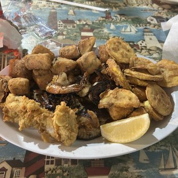 Seewee Restaurant - My lunch special platter!!! Fried eggplant and squash for my sides!! Yummy!! - Seafood Near Me - Awendaw, South Carolina