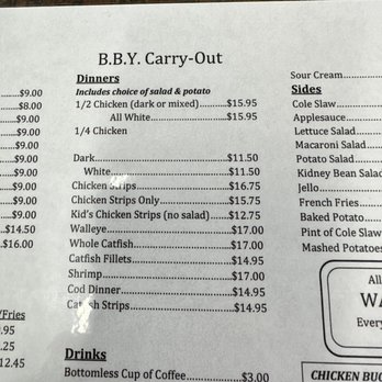 BBY - The dinner carry out menu. - American Near Me - Dixon, Illinois
