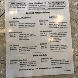Midnight Magdalena Vineyards - Wine menu