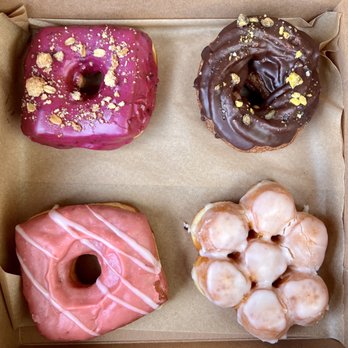 Bossie's Kitchen - Donuts: Blueberry Crumble, Chocolate Pistachio Cruller, Strawberry Rhubarb and Glazed Donut Holes Donut - Wine Bars Near Me - Santa Barbara, California