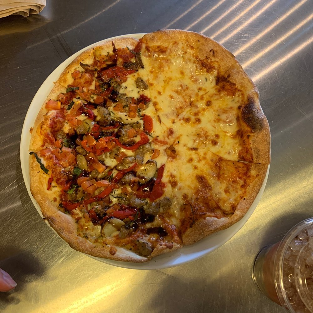 MOD Pizza - Half and half shared with my little one. Finish your pizza off with the balsamic fig glaze and you won't regret it! - Pizza Near Me - Katy, Texas MOD Pizza - Half and half shared with my little one. Finish your pizza off with the balsamic fig glaze and you won't regret it! - Pizza Near Me - Katy, Texas