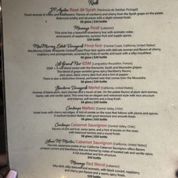 Wine list Wine list