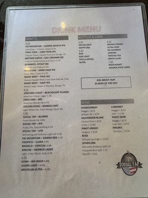 Menu photo 1 Social Tap Ventura, CA