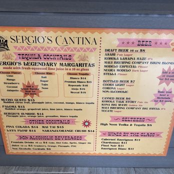 Sergio's Cantina - Bar Menu - Mexican Near Me - Lahaina, Hawaii Sergio's Cantina - Bar Menu - Mexican Near Me - Lahaina, Hawaii
