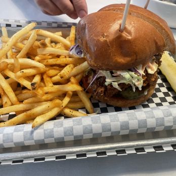 Kiki Rae's - KR Hot Chicken Sammy- it was just the right amount of spicy and the fries were so good! - Desserts Near Me - Cave Creek, Arizona Kiki Rae's - KR Hot Chicken Sammy- it was just the right amount of spicy and the fries were so good! - Desserts Near Me - Cave Creek, Arizona