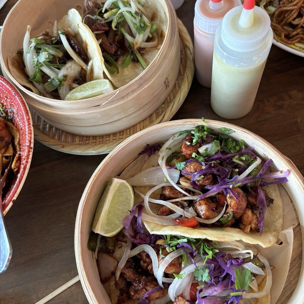 Dragon Casa - Pecking duck & orange chicken tacos - Asian Fusion Near Me - Dallas, Texas