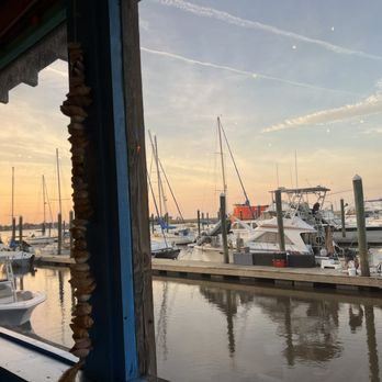 Fish Tales - View of marina and a bit of the sunset. - Seafood Near Me - Richmond Hill, Georgia