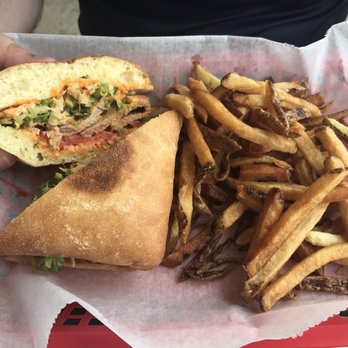 Sanguche - The adobo de cerdo sandwich and fresh cut fries - Peruvian Near Me - Naperville, Illinois Sanguche - The adobo de cerdo sandwich and fresh cut fries - Peruvian Near Me - Naperville, Illinois