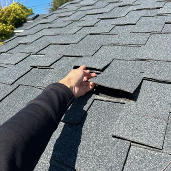 J & J Roofing - Shingles that they patched after the other diverter placed incorrectly was removed. They didn't even seal these down! Sloppy! - Roofing Near Me - Pasadena, California