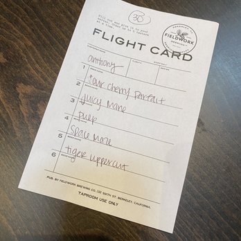 Fieldwork - Flight notes - Breweries Near Me - Sacramento, California