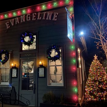 Evangeline - Front entrance during Christmas season - Cajun/Creole Near Me - Calistoga, California Evangeline - Front entrance during Christmas season - Cajun/Creole Near Me - Calistoga, California