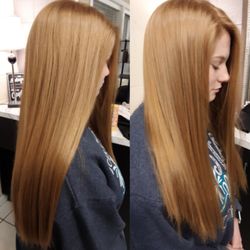 My Salon - Strawberry Blonde Bombshell hair color by Kali at My Salon