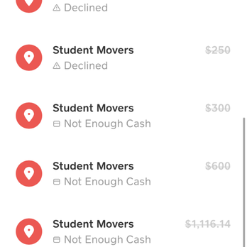 Student Movers - It was supposed to be $525 for 4 hrs 2 men you see how many times she keeps charging my card I had to block my card for fraud!! - Movers Near Me Student Movers - It was supposed to be $525 for 4 hrs 2 men you see how many times she keeps charging my card I had to block my card for fraud!! - Movers Near Me
