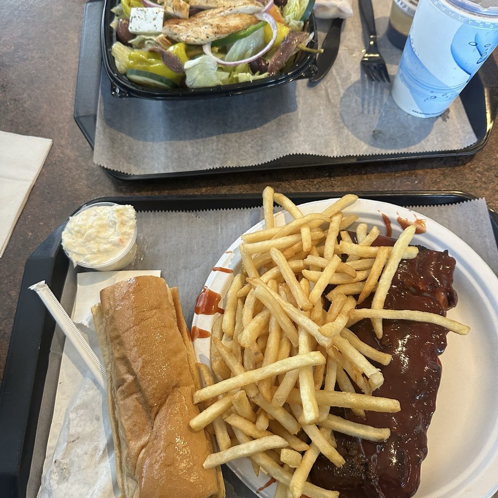 Billy Boy's - Half Slab Ribs with fries Greek Chicken Salad - Barbeque Near Me - Oak Lawn, Illinois Billy Boy's - Half Slab Ribs with fries Greek Chicken Salad - Barbeque Near Me - Oak Lawn, Illinois