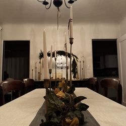 Hobby Lobby - Candlesticks, mirror, wreath, and table runner from Hobby Lobby ; November 2025