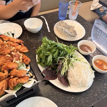 Pho Kim Long - Bun Cha Ca La Vong (grilled cat fish and noodles and veggies) so fun and delicious - Vietnamese Near Me - San Jose, California