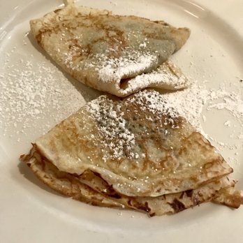 Cafe Monte - Two Golden Crepes with Nutella $8 - overpriced or underportioned - French Near Me - Charlotte, North Carolina