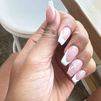 Nash Nail Bar - White French coffin gel-x with acrylic design - Nail Salons Near Me - Nashville, Tennessee Nash Nail Bar - White French coffin gel-x with acrylic design - Nail Salons Near Me - Nashville, Tennessee