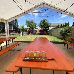 Kite Hill Brewing - Picnic table with beer flight
