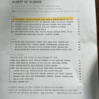 Plenty of Clouds - Allergy Friendly Menu - Asian Fusion Near Me - Seattle, Washington Plenty of Clouds - Allergy Friendly Menu - Asian Fusion Near Me - Seattle, Washington