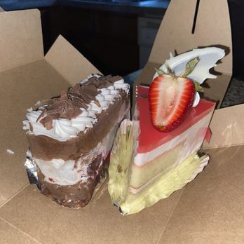Bread Corner - Strawberry Mousse (right) Black Forest Slice (left) - Bakeries Near Me - Rockville, Maryland
