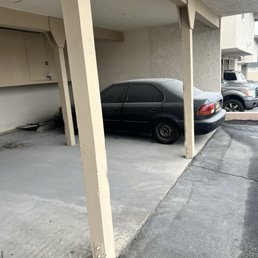 Car and carport covered in debris from their installation. They left without cleaning it up. Car and carport covered in debris from their installation. They left without cleaning it up.