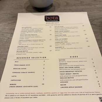 Bota - Breakfast Menu - Spanish Near Me - San Francisco, California