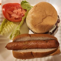 Three Seasons Café - Cheeseburger and hot dog