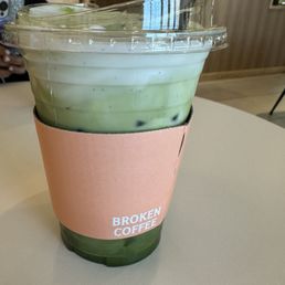 Broken cream matcha latte