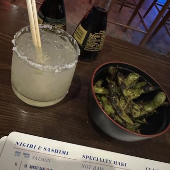 Blue Sushi Sake Grill - Spicy Cucumber Jalapeño Margarita and Charred Spicy Edamame - Sushi Bars Near Me - Denver, Colorado Blue Sushi Sake Grill - Spicy Cucumber Jalapeño Margarita and Charred Spicy Edamame - Sushi Bars Near Me - Denver, Colorado