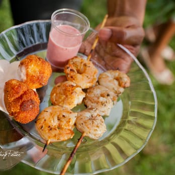 Thrills From The Grill - Macaroni & Cheese Balls, Shrimp Skewers and Strawberry Shooter - Caterers Near Me - Durham, North Carolina Thrills From The Grill - Macaroni & Cheese Balls, Shrimp Skewers and Strawberry Shooter - Caterers Near Me - Durham, North Carolina