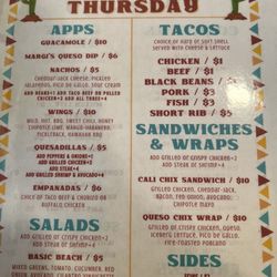 Thursday Menu