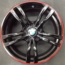 Kwicksilver - BMW 3 Series Wheels Custom Refinish Glossy Black With Red Stripe