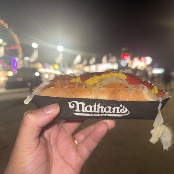 Nathan's Famous - Hot dog with sautéed onions and sauerkraut - Hot Dogs Near Me - Brooklyn, New York Nathan's Famous - Hot dog with sautéed onions and sauerkraut - Hot Dogs Near Me - Brooklyn, New York