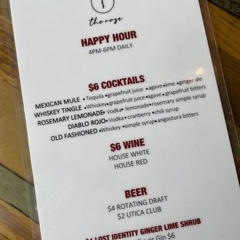 The Rose - Happy Hour Menu - Cocktail Bars Near Me - Edwards, Colorado