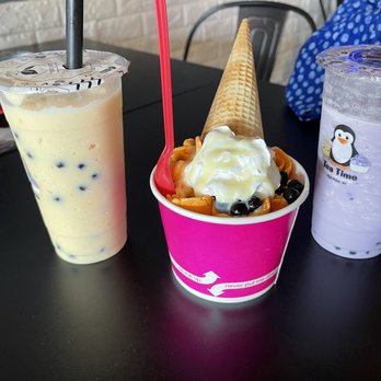 Tea Time Boba Tea Lounge - Thai tea rolled ice cream, jackfruit milk tea, and taro blended milk tea - Coffee & Tea Near Me - High Point, North Carolina
