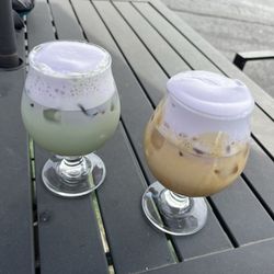 Waterbean Coffee - Lavendar latte and matcha/ube/dragonfruit/papaya drinks