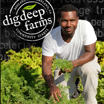 Dig Deep Farms - a man kneeling in a garden - CSA Near Me - San Leandro, California Dig Deep Farms - a man kneeling in a garden - CSA Near Me - San Leandro, California