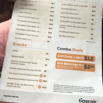 Tigerair Australia - Menu - Airlines Near Me - Mascot, NSW