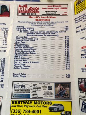 Menu photo 5 Kermit's Hot Dog House Winston Salem, NC